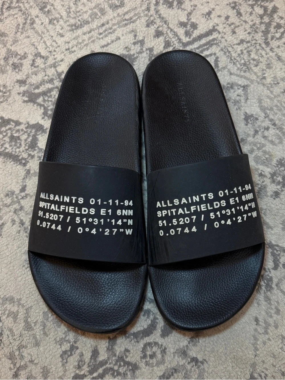 AllSaints Black Logo Pool Slides Sandals Men’s EU 44 / US 11